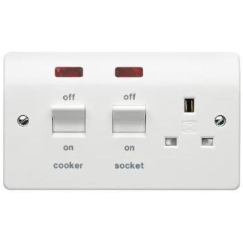 MK K5061WHI 45 Amp Dual-Pole Cook Switch with Neon, White