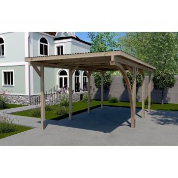 Weka Carport 606 A Gr.2, Holz, 250 cm, braun, Rundbogen
