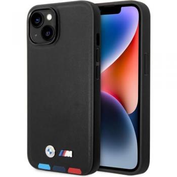Etui BMW BMHMP14M22PTDK per iPhone 14 Plus 6,7 – pelle nera con stampa tricolore Magsafe