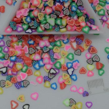 65g Cute Heart Polymer Clay Slices for DIY Crafts