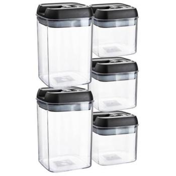 5 Piece Flip Lock Plastic Storage Containers Set