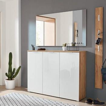Eiche Garderoben Set mit Glasfront