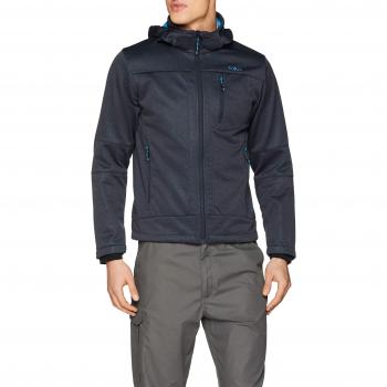 CMP Herren-Outdoor-Jacke mit Reißverschluss – Asphalt Melange / Cyano – 58 L