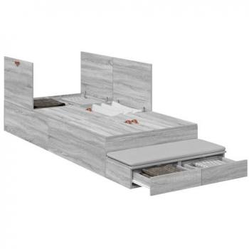 Grey Sonoma Bed Frame with Built‑In Drawer – 236.5 × 100 × 31.5 cm