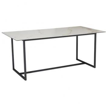 Glatte Keramik‑Tafel mit Marmor‑Optik – 180 × 90 × 76 cm, Metallbeine