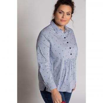Plus Size Eco-Friendly Cotton Striped Anchor Print Shirt, Women, White, Size 28/30