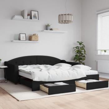 VidaXL Multifunktionales Tagesbett mit Schubladen Schwarz 100x200 cm Stoff