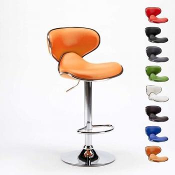 Tabouret chromé tournant Amarillo – Orange