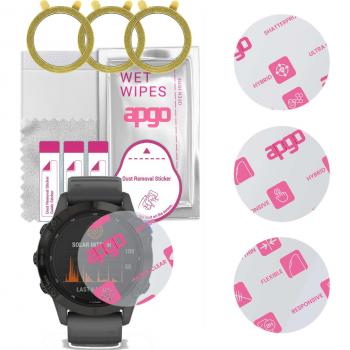 3x film de protection hybride Ultra-Clear apgo pour Garmin Fenix 6S Pro Solar, verre flexible, anti-rayures