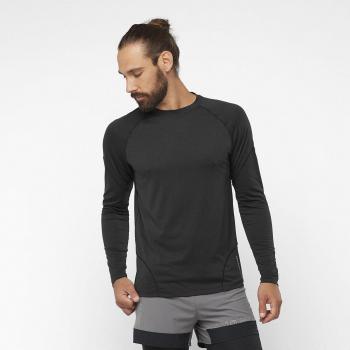 Camiseta de trail running Salomon Cross Run para hombre, manga larga, negra (M)