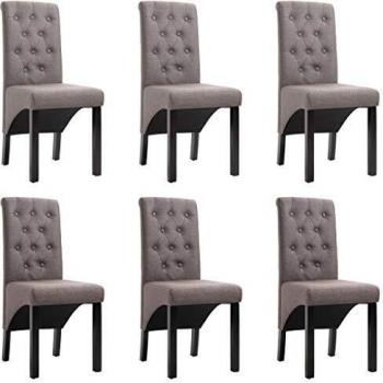 Sillas de Comedor 6 Unidades Tela Gris