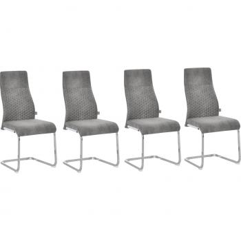 Set 4 sedie dondolo per tavolo – HOMCOM, microfibra grigia, 45x61x98 cm