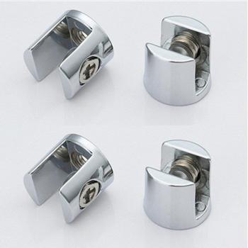 Supports de verre chromés en zinc, 4 pièces pour étagères (6-8mm/ 8-10mm/ 10-12mm)