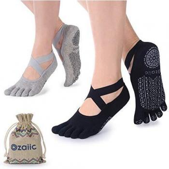 Ballet Glide Socks – Women's Five-Toe, Anti‑Slip, Cotton, Size 2.5–9