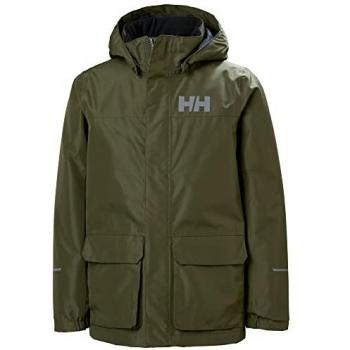 Chaqueta con capucha Helly Hansen Vika Ins Rain verde kaki para niños 16 años