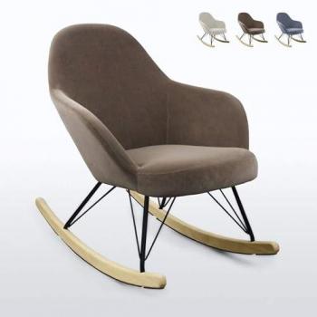 Sedia a dondolo design Eiffel Rocking velluto marrone