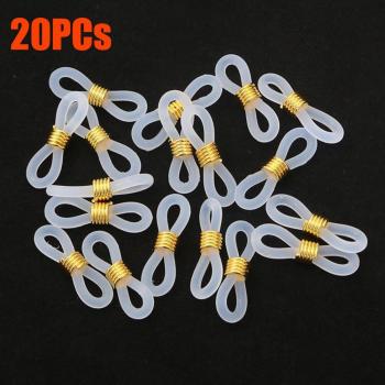 20 PCs Silicone Eyeglass Chain Ends, Adjustable Anti-Slip Connectors, 20 x 6 mm, 4 Styles