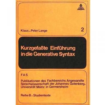 Kurzgefasste Einfu¨hrung in die generative Syntax | Peter Lange-Hellwig