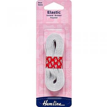 White Braided Elastic 6mm x 5m