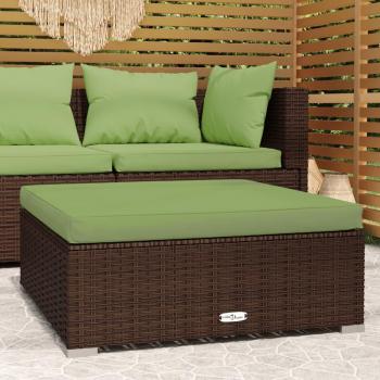 Gartenhocker mit Kissen vidaXL 70x70x30 cm Braun Polyrattan