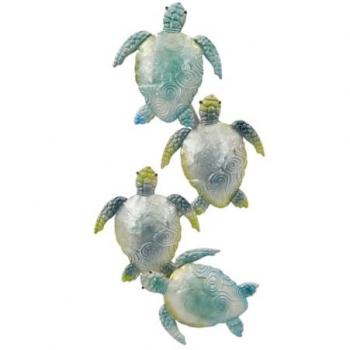 Pared Brillante Tortugas Metal Verde 35075