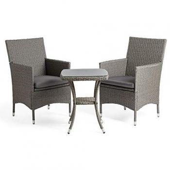 Compact Grey Rattan Bistro Table and Chair Set