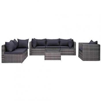 VidaXL 7-teiliges Lounge-Sofa-Set aus Poly Rattan Grau