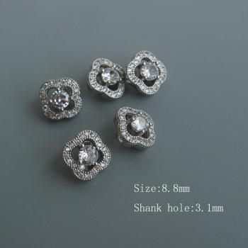 Botones de cristal con zirconia cúbica para abrigo, 5 unidades/lote