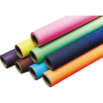 RadiantRibbon 70cm x 2.5m Fluorescent Yellow Glitter Display Roll