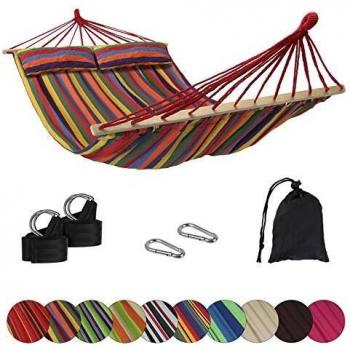 Amaca con Barre Doppia 240x150 cm, 300 kg, Colore Giamaica, 2 Cuscini