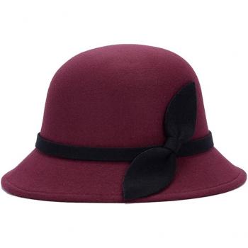 Elegant Women's Felt Bucket Hat with Bowknot