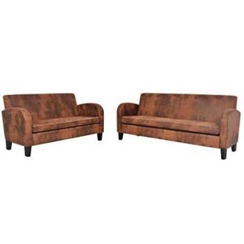 Dual Brown Faux Fur Sofa Set – vidaXL