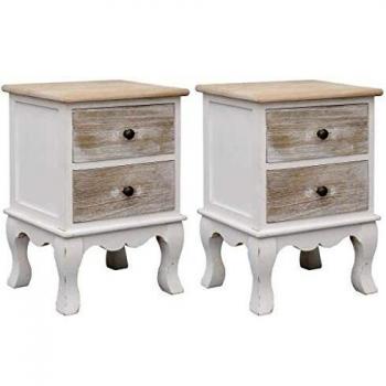VidaXL 2x Comodini in Legno di Paulownia Vintage 35x30x50 cm