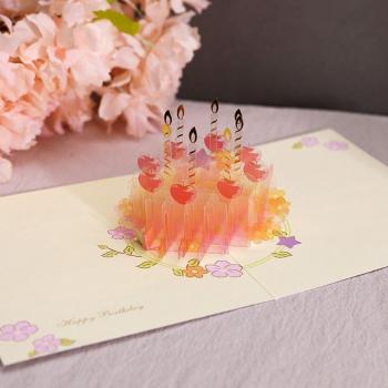 Invitation fête 3D : Gâteau pop‑up, carte de vœux, enveloppe
