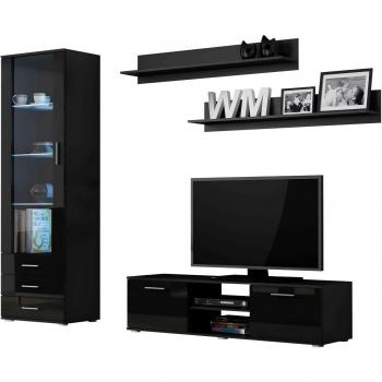 Tornola 110 Set Completo Mobili Soggiorno Nero Lucido