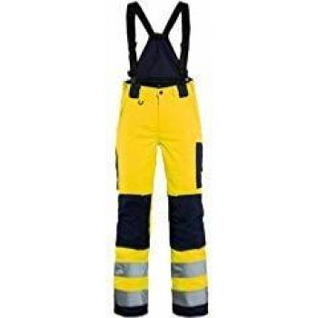 Pantalone di lavoro invernale donna 7885 con pettorina visibilità alta, giallo fluorescente/marina 2XL (FR52) SE(C50) corti