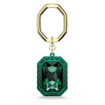 Portachiavi Swarovski Verde con Taglio Ottagonale e Finiture Miste