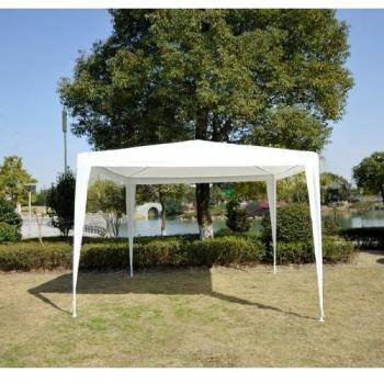 Pabellón de Jardín Outsunny 3x3x2,45m Desmontable de Tubo de Acero Blanco