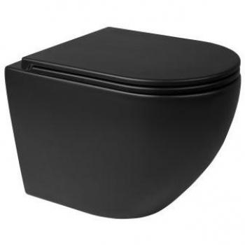 Oltens PureRim Hamnes Tiefspül-Wand-WC (35,5 × 52 cm) – Schwarz matt