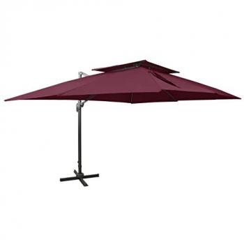 Parasol déporté vidaXL rouge bordeaux 400x300 cm