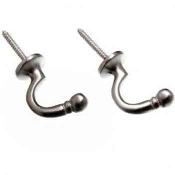 Contemporary Ball End Curtain Tie Hold Back Hooks in Matt Chrome (20 pairs)