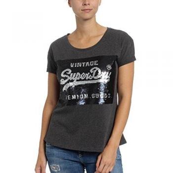 Superdry Damen Shirt Bodyfit Glamour Charcoal Marl S