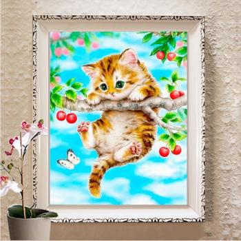 Ricamo con diamanti Gatto set completo 20X30CM