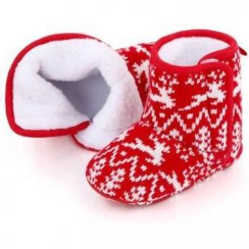 Christmas Winter Santa Claus Warm First Walkers Crochet Knit Baby Shoes