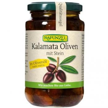 Bio Kalamata-Oliven mit Stein in Olivenöl