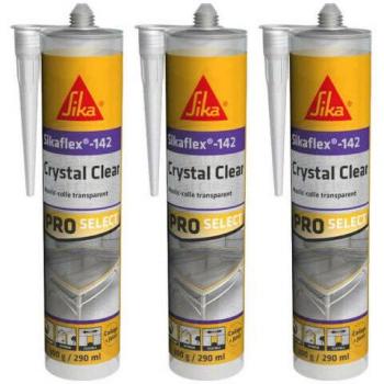 Lot triple Sikaflex‑142 Crystal Clear — Colle mastic (290 ml)