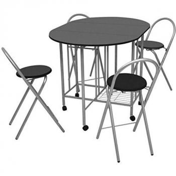 Ensemble de mobilier de salle à manger pliable 5 pièces Noir