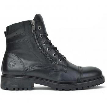 Botas de hombre Coronel Tapiocca de piel con cierre de cordones y cremallera exterior en liso, color negro, para invierno, cómodas, alta calidad y versátiles, modelo C171-11