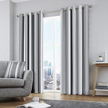 Fusion Whitworth Striped Eyelet Curtains