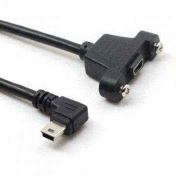 Mini‑USB B 5 pins 2.0 coude gauche vers droite – extension 50 cm, montage panneau